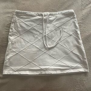 White Quilted Mini Skirt